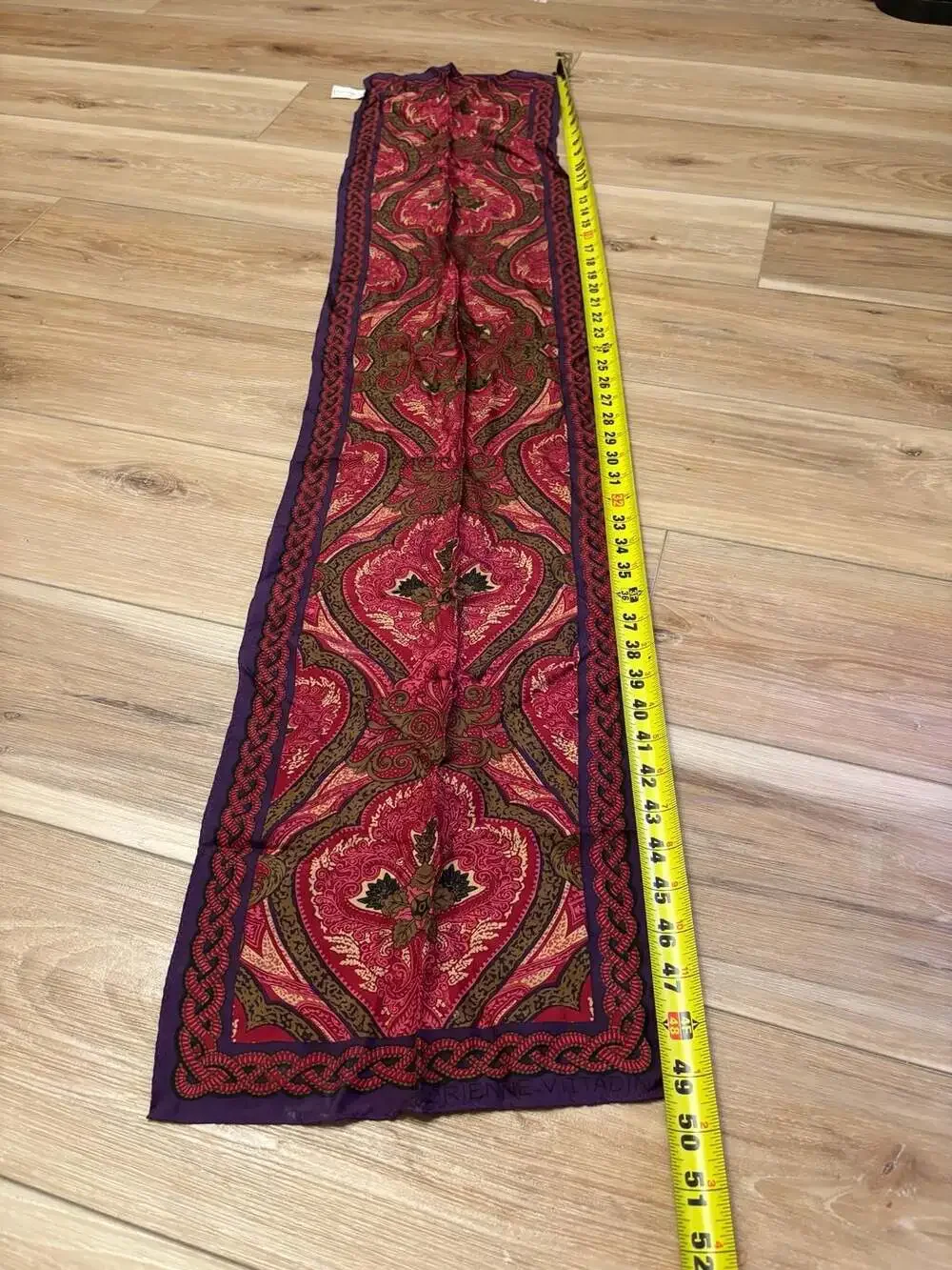 Adrienne Vittadini Vintage 100% Silk Purple and Pink Paisley Long Scarf